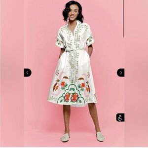 Tucker White Dress with Colorful Floral Design